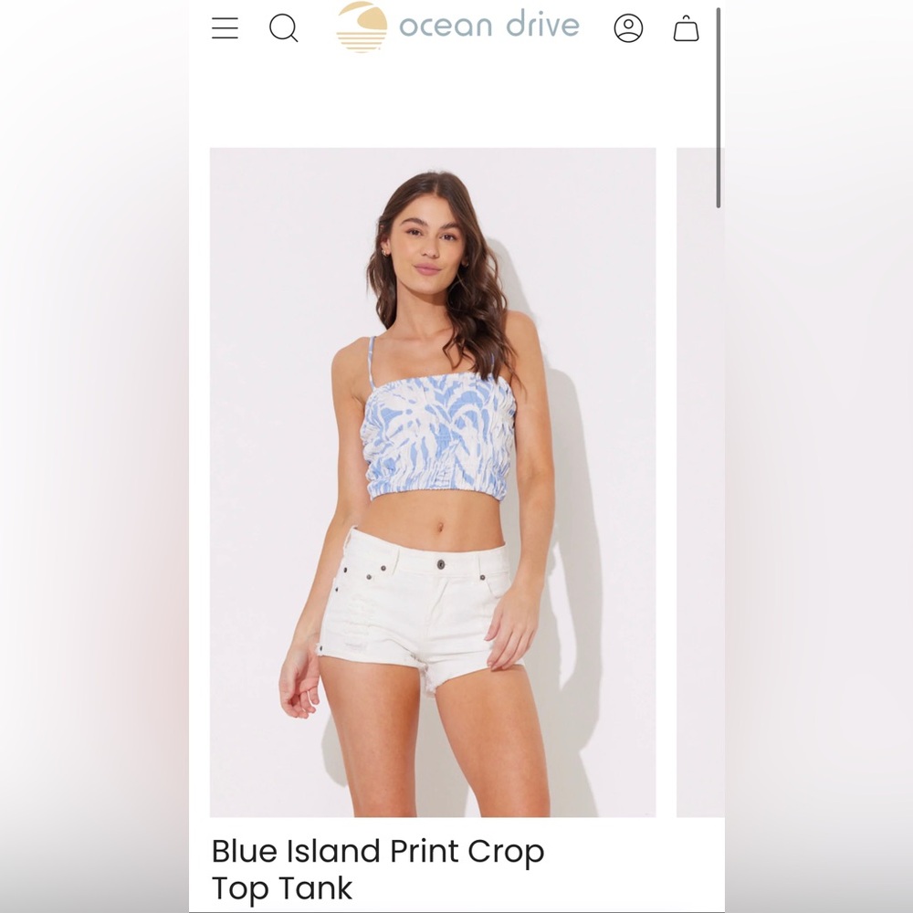 Medium Ocean Drive Blue Cropped Tank Top